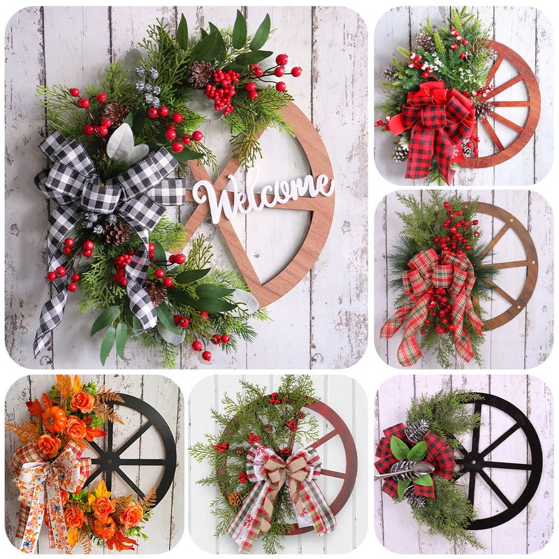 Explosions Christmas Decorative Door Hanging Wooden Roulette Wheel Wreath Christmas Pine Cone Wreath - Image 3