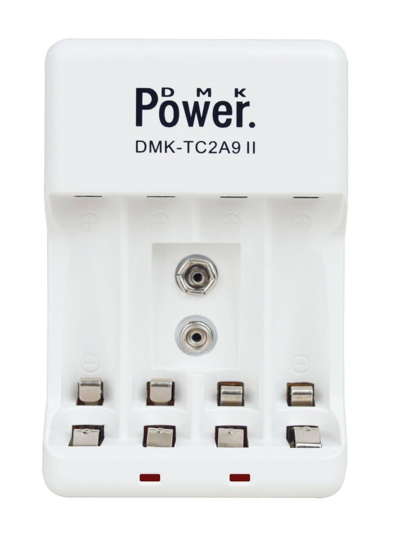 DMK POWER TC2A9 II Battery Charger with 4 AA AAA Slot and 1 9V Slot Compact Design Your Portable Power Solution for Rechargeable Batteries Anytime, Anywhere - Image 1