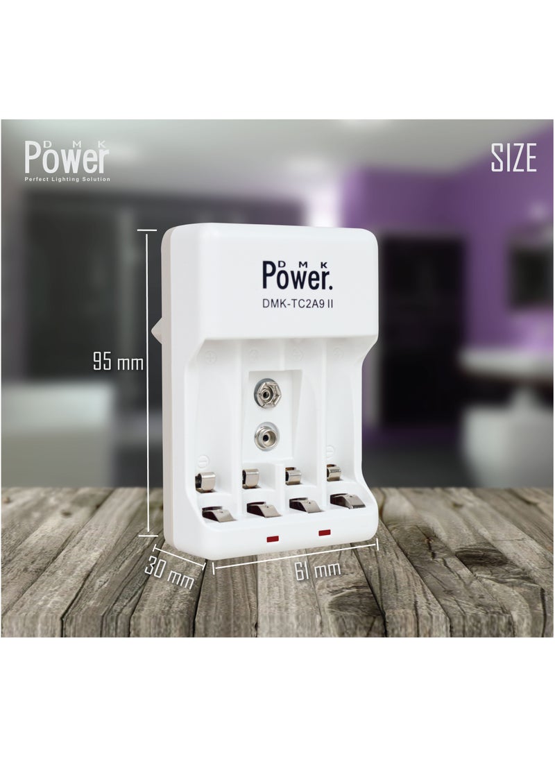 DMK POWER TC2A9 II Battery Charger with 4 AA AAA Slot and 1 9V Slot Compact Design Your Portable Power Solution for Rechargeable Batteries Anytime, Anywhere - Image 5