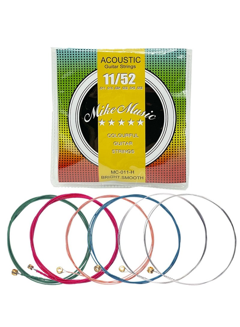 Mike Music 6 Pieces Acoustic Guitar Strings Bronze Steel Strings, Ideal for Beginners and Performers, String Gauge 0.011-0.052, 11-52 - Image 1