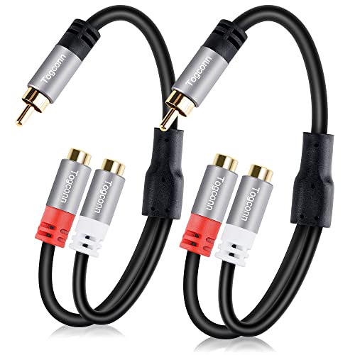 Togconn RCA Y-Adapter Splitter cable 2Pack,1 RCA Male to 2 RCA Female Stereo Audio Video Subwoofer Car Audio Cable Y Splitter Adapter Extension Cord for Home Theater, Hi-Fi System, Amplifier, Speaker-0.6 Feet - Image 1