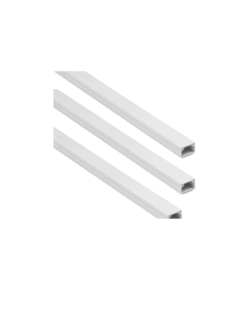 90cm Square Cable Box Self Adhesive PVC Trunking White Wall Cord Cover Cable Concealer On-Wall Wire Cover Paintable Cable Management Raceway to Hide Wires - Pack of 3 (3pcs - 10x10x900mm)  - Image 1