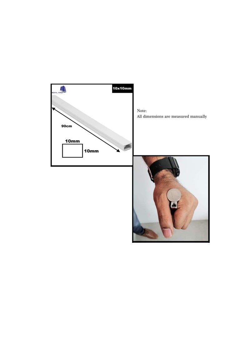 90cm Square Cable Box Self Adhesive PVC Trunking White Wall Cord Cover Cable Concealer On-Wall Wire Cover Paintable Cable Management Raceway to Hide Wires - Pack of 3 (3pcs - 10x10x900mm)  - Image 2