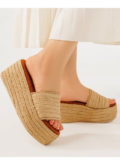 Slipper Wedge Burlap S-16 - Beige