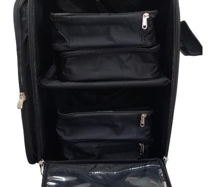 Qtavia Makeup Train Case Large Makeup Bag Travel Makeup Organizer Case Professional Cosmetic Bag Makeup Artist Storage Bag Travel Makeup Box with 5 Clear Bag, 1-Black, Medium - Image 5