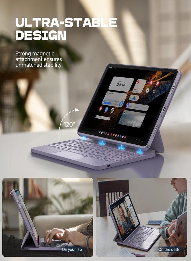 Dexnor for Samsung Galaxy Tab A9+ Plus Case with Keyboard, Ultra-light Magnetic Folio Keyboard Cover with Multi-touch Trackpad Backlit Stylus Holder for 11" Samsung Galaxy Tab A9+ Plus (2023), Purple - Image 3