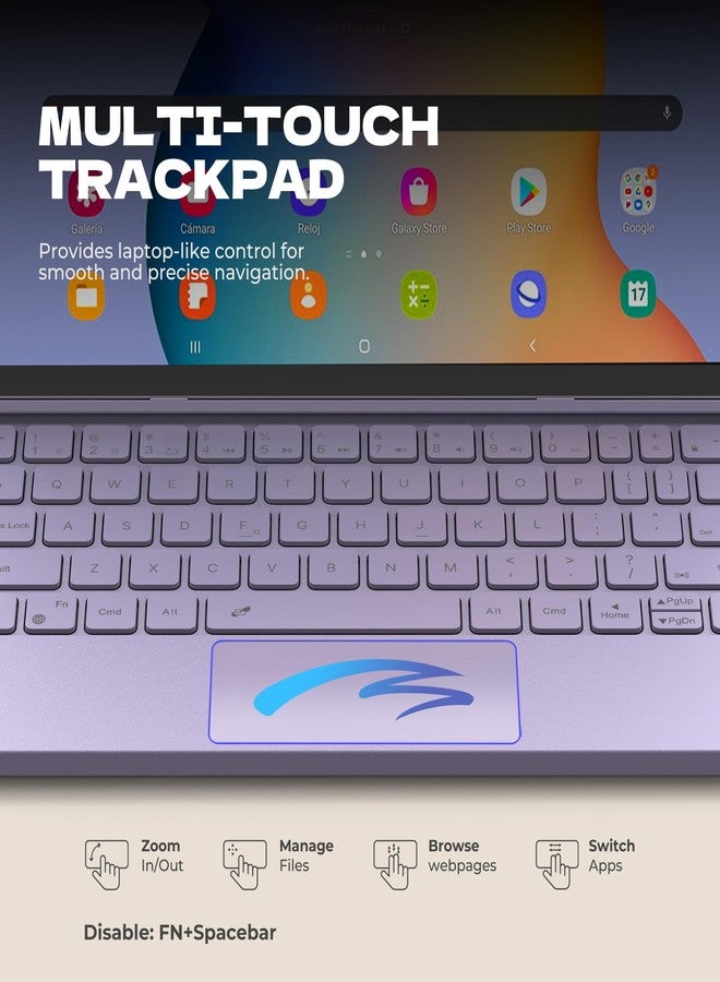 Dexnor for Samsung Galaxy Tab A9+ Plus Case with Keyboard, Ultra-light Magnetic Folio Keyboard Cover with Multi-touch Trackpad Backlit Stylus Holder for 11" Samsung Galaxy Tab A9+ Plus (2023), Purple - Image 5