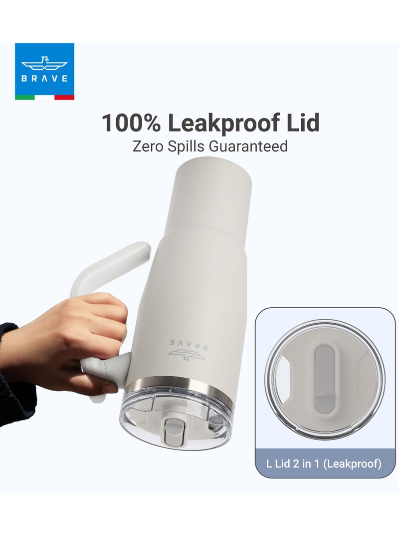 بريف تمب جارد تمبلر ١٢٠٠ml - ١٨/٨ ستانلس ستيل ترافل ماج، ثيرمال كوفي كوب، ٢-إن-١ ليكبروف ليد وذ سترو & روتيتينج هاندل، إنسوليتد هوت & كولد بيفيريج ماج، كار كب هولدر كومباتيبل، ديورابل & ريوسابل كوفي ترافل ماج (لايت جراي) - Image 4