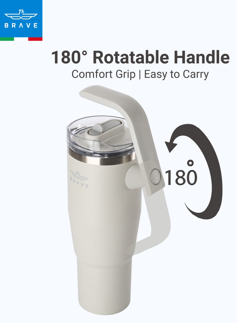 بريف تمب جارد تمبلر ١٢٠٠ml - ١٨/٨ ستانلس ستيل ترافل ماج، ثيرمال كوفي كوب، ٢-إن-١ ليكبروف ليد وذ سترو & روتيتينج هاندل، إنسوليتد هوت & كولد بيفيريج ماج، كار كب هولدر كومباتيبل، ديورابل & ريوسابل كوفي ترافل ماج (لايت جراي) - Image 5