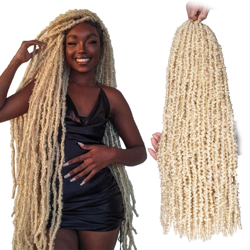 ZRQ Butterfly Locs Crochet Hair 30 Inch 6Packs Blonde Distressed Faux Locs PreLooped Long Butterfly Locs Crochet Hair Synthetic Soft Locs Crochet Braids Hair Extension for Women 30 Inch 613