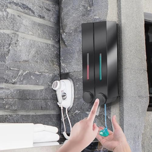 BATH GURU ABS Wall-Mounted Manual Soap Dispenser, Soap Dispenser for Wash Basin | Kitchen Sink | Bathroom | Kitchen 420 Ml Black (Two Chamber) - Image 2