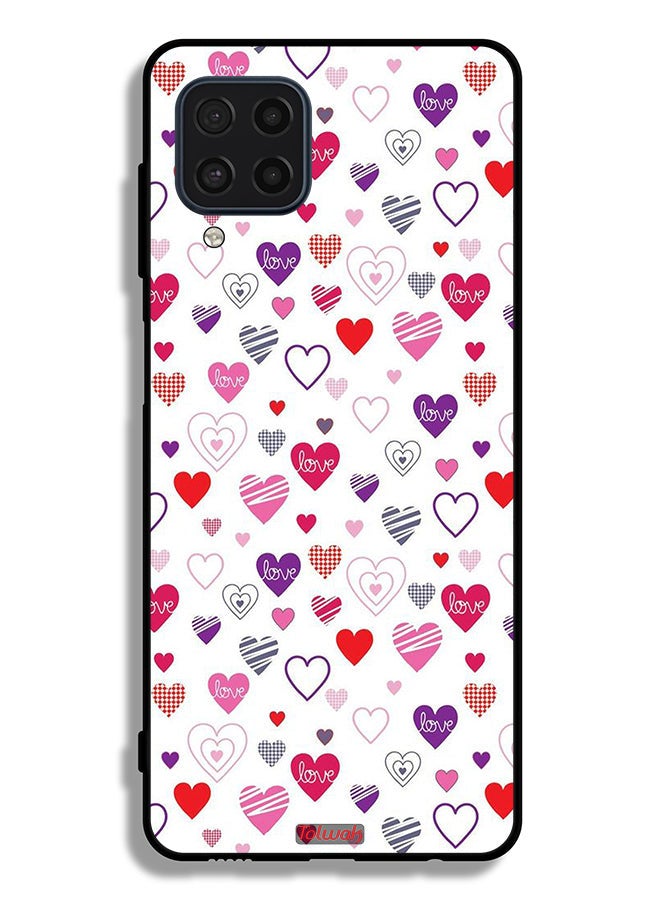 Tolwak Samsung Galaxy M22 Protective Case Cover Hearts Doodle - Image 2