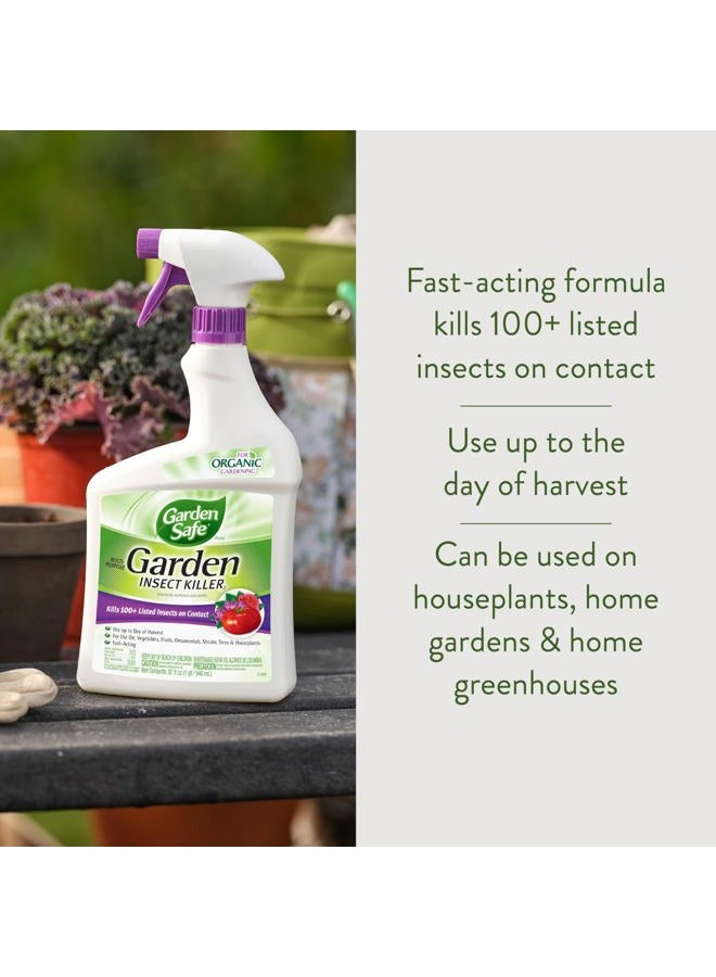 Garden Safe Brand Multi-Purpose Garden Insect Killer2, 32 Fluid Ounces, Kills 100+ Listed Insects on Contact, For Use in Homes, Home Gardens & Home Greenhouses Up to Day of Harves - Image 2