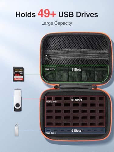 Luxtude Flash Drive Case with Labels, USB Storage Case, 49 Slots Thumb Drive Cases, USB Organizer Cases for Samsung,for Sandisk, Memory Stick, Medium - Image 2