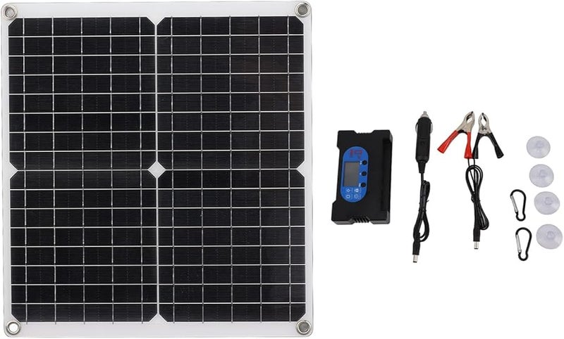 25W Monocrystalline Solar Panel Kit with 10A Charge Controller for Outdoor Battery Fast Charging - Image 1