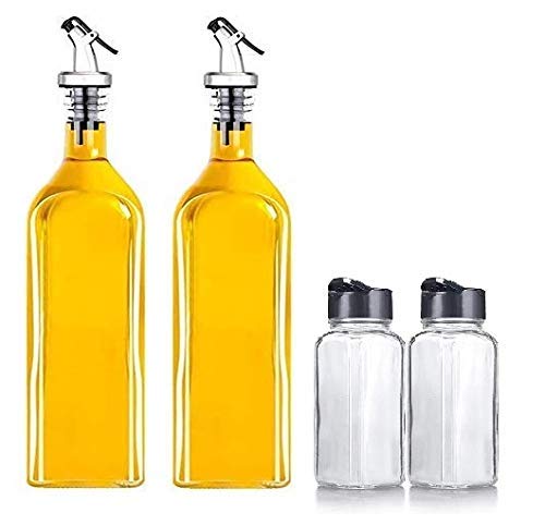 FitsFlair Oil Dispenser for Kitchen Glass and Spice jar Clear 1000 ml 180 ml Jar Pack of 4 Simple 1000 2 JAR2 - Image 1