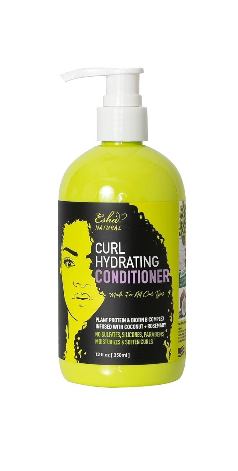 Esha Girl Natural â€“ Curl Hydrating Conditioner - Moisturize 3C & 4C Curls with Coconut & Rosemary Oils, Biotin - Tropical Fruit Scent (12 Oz.) - Image 1