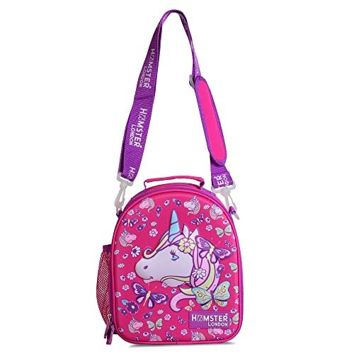 HAMSTER London Pink Pixy Unicorn Lunch Bag | Insulated Stylish Unicorn Printed Lunch Tiffin Bag Zipper Lunch Bag for Kids/for School. - Image 1