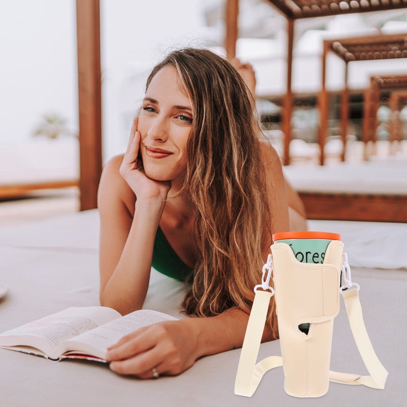Tumbler Cup Cover Water Bottle Holder Carrier Cover Bag with Adjustable Strap for Travel - Image 2