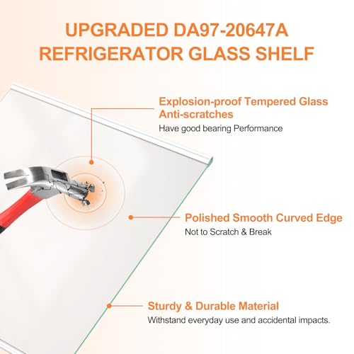 Tomato Man UPGRADED DA97-20647A Refrigerator Glass Shelf Replacement Compatible with Samsung Fridge Glass Shelf RS27T5200SR/AA, RS28A500ASR, RS27T5201SR/AA, RS27T5561SR/AA, RS27T5200SG Tempered Glass Upper Shelf - Image 2