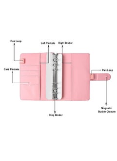 KASTWAVE A6 Laser Dazzling Flipbook Budget Flipbook Binder 6 Ring Leather Notebook Flipbook Binder Cover, Cash Budget System with Transparent Zipper Pocket Colorful Label  - Image 5