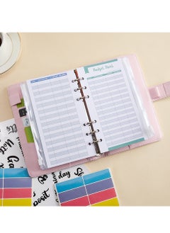 KASTWAVE A6 Laser Dazzling Flipbook Budget Flipbook Binder 6 Ring Leather Notebook Flipbook Binder Cover, Cash Budget System with Transparent Zipper Pocket Colorful Label  - Image 2