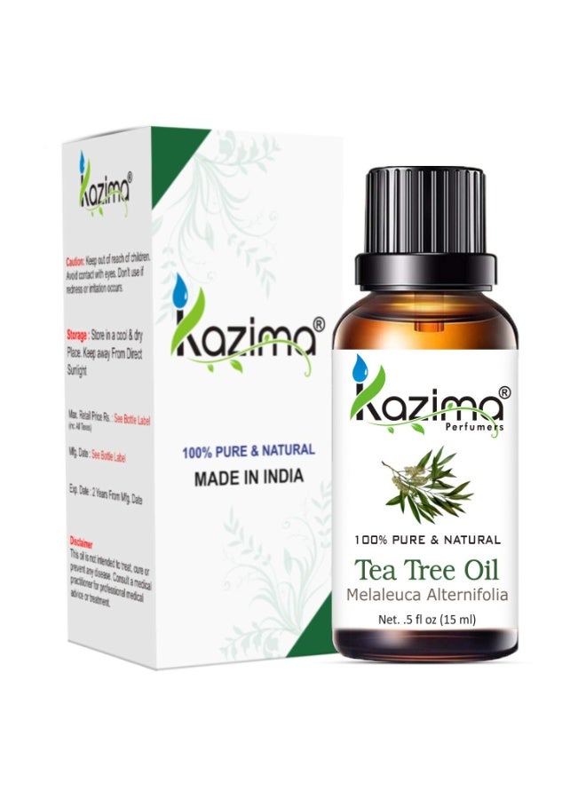 KAZIMA Combo of Grapeseed Oil and Tea Tree Oil - 100% Pure, Natural & Undiluted Oil for Acne, Scars, Hair Growth, Dandruff Control & Aromatherapy, 15ml each - Image 2