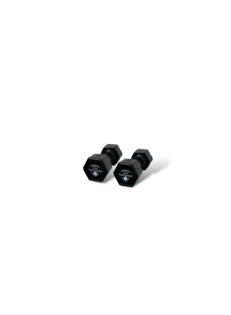 HULK Dumbbell Set 1KG - Solid Shiny Rubber (2 Pieces) - Image 1