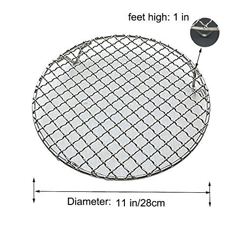Fivebop Round Cooling Rack Stainless Steel Cross Wire Barbecue Grill Net Racks with 3 Legs for Cooking Baking Steaming (11 inches) - Image 2