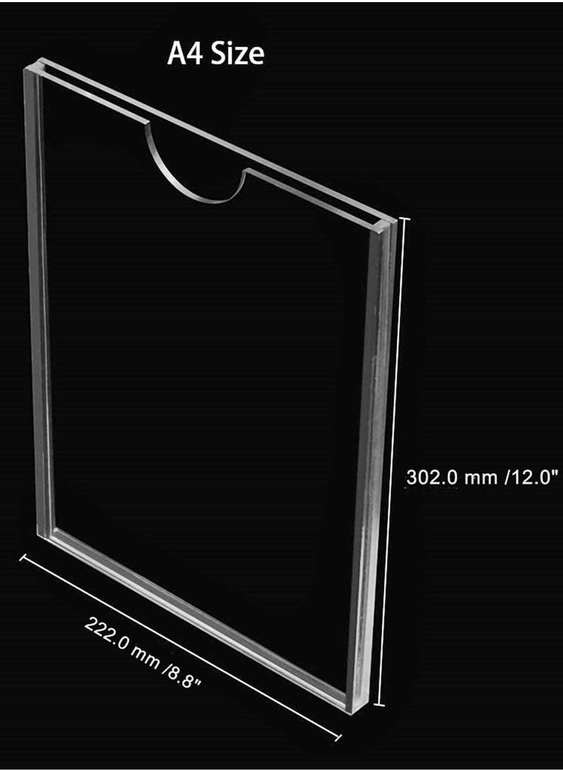 Generic - Acrylic Checklist Holder, Acrylic Wall Sign Holder Sign Holder 8.3x11.7 A4 Size Clear Vertical Wall Mount Frame Holder for Home, Office, Store, Restaurant, Pack of 1 - Image 1