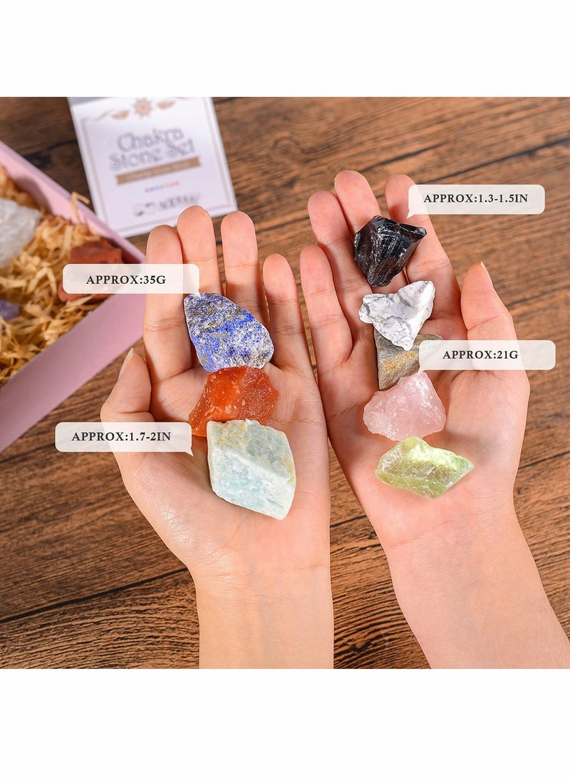 Excefore 17Pcs Crystals and Healing Stones, 14Pcs Real Raw Chakra Stones Set, Selenite Charging Plate, Amethyst Necklace, Rose Quartz, Gift Box, Guide for Beginners, Collection, Meditation, Yoga, Lady - Image 5