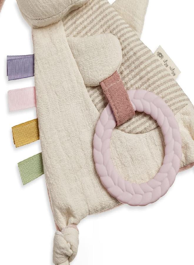 Itzy Ritzy - Bitzy Crinkle Sensory Toy Bunny with Crinkle Sound for Babies & Toddlers - Features Soft Braided Teething Ring & Textured Ribbons, Designed for Ages 0 Months and Up, Bunny - Image 3