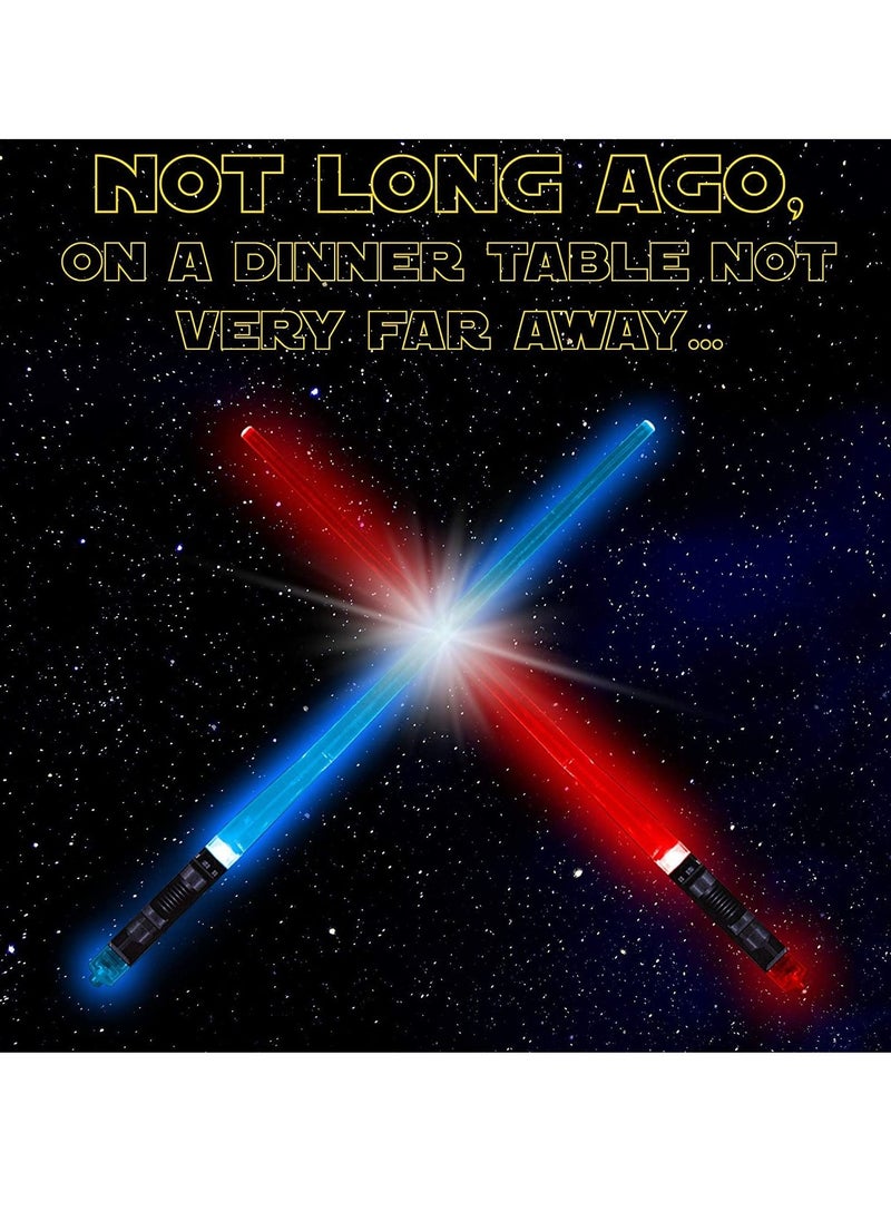KASTWAVE - Light Up Lightsaber Chopsticks,LED Glowing Light Saber Chop Sticks Reuseable Sushi Lightup Sabers Bright LEDs - Red and Blue(2 Pairs) - Image 1