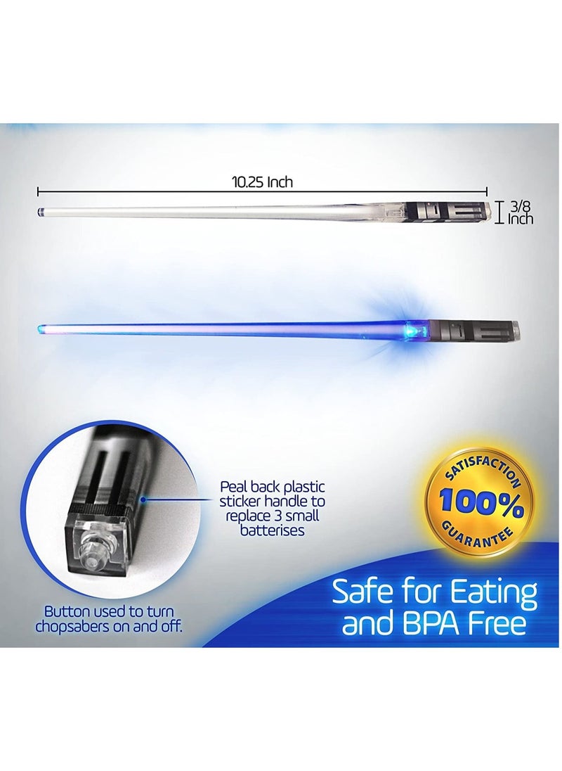 KASTWAVE - Light Up Lightsaber Chopsticks,LED Glowing Light Saber Chop Sticks Reuseable Sushi Lightup Sabers Bright LEDs - Red and Blue(2 Pairs) - Image 1