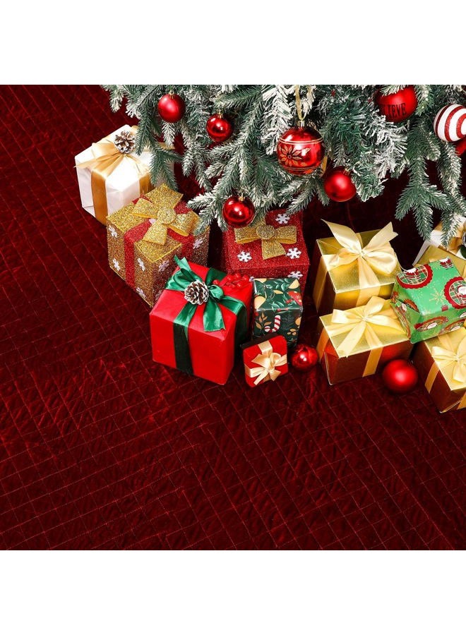 Vertintong 84 Inch Large Christmas Tree Skirt Deluxe Red Velvet Christmas Tree Skirt with Quilted Cuff for 12ft Xmas Home Winter Holiday Party Decorations (Burgundy) - Image 3
