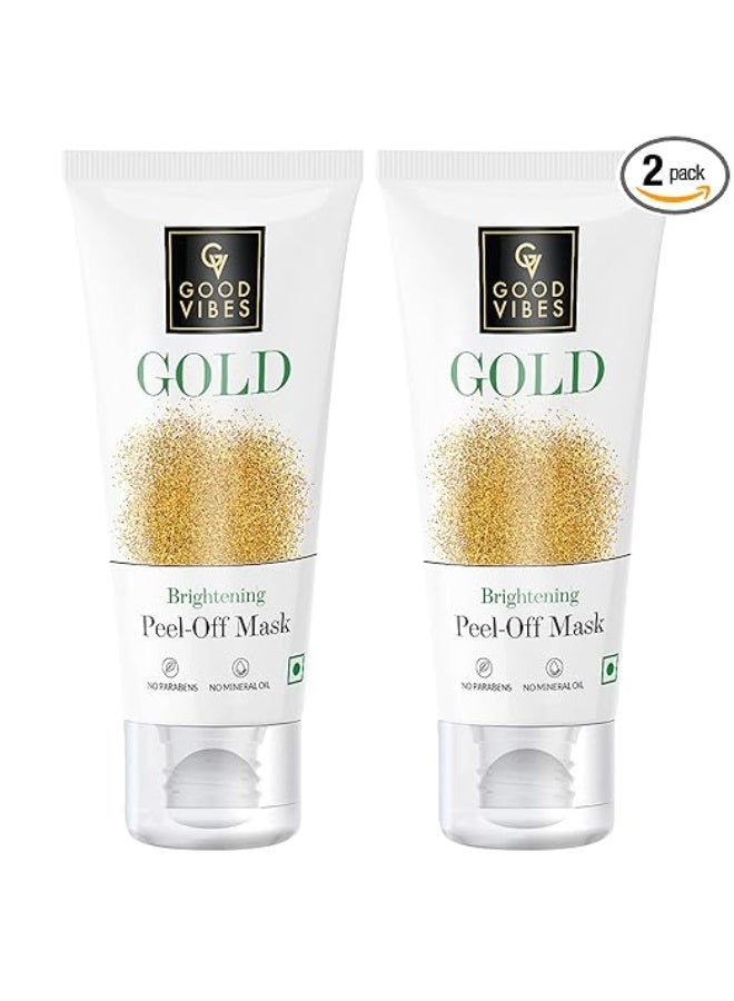 Good Vibes Gold Brightening Peel Off Mask, 50 g (Pack of 2) | Deep Pore Cleansing Peel-Off Face Mask For All Skin Types, Anti-Bacterial & Helps Remove Acne, No Parabens, Sulphates & Mineral Oils - Image 1