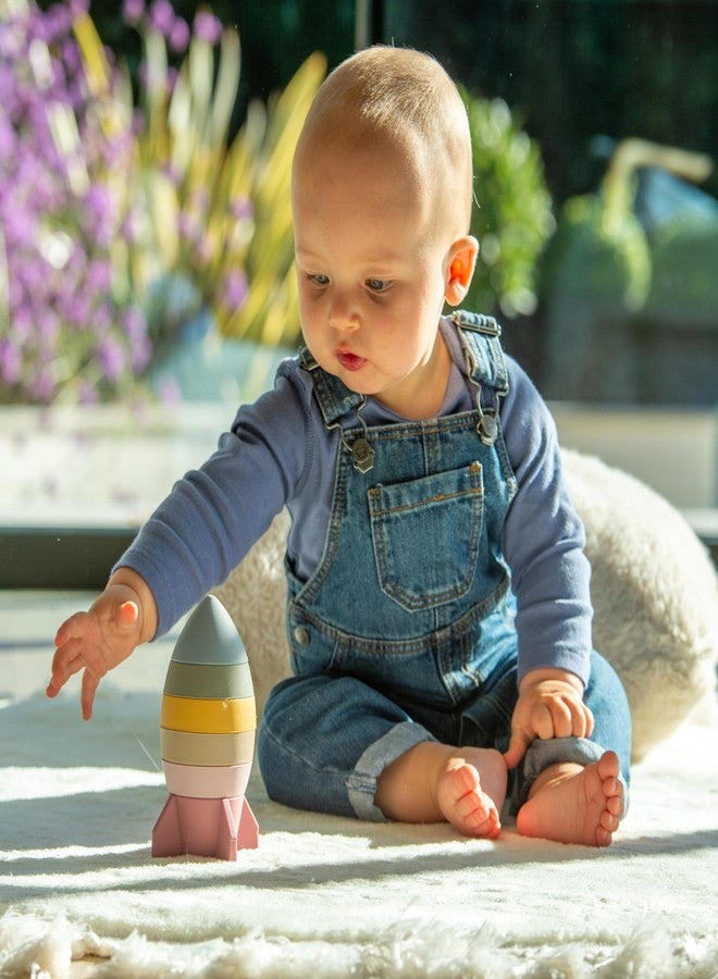 tickit Silisoft Rocket Stacker - 6 Stackable Silicone Rocket Sections for Baby’s Fine Motor Skills, Sensory Exploration & Creative Play, Earth - Image 2