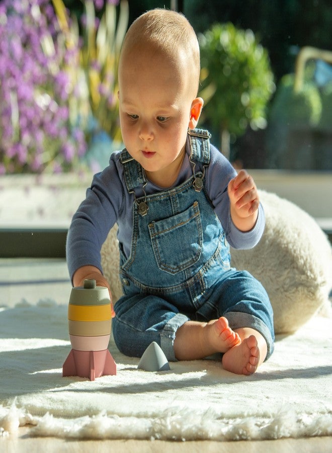 tickit Silisoft Rocket Stacker - 6 Stackable Silicone Rocket Sections for Baby’s Fine Motor Skills, Sensory Exploration & Creative Play, Earth - Image 5