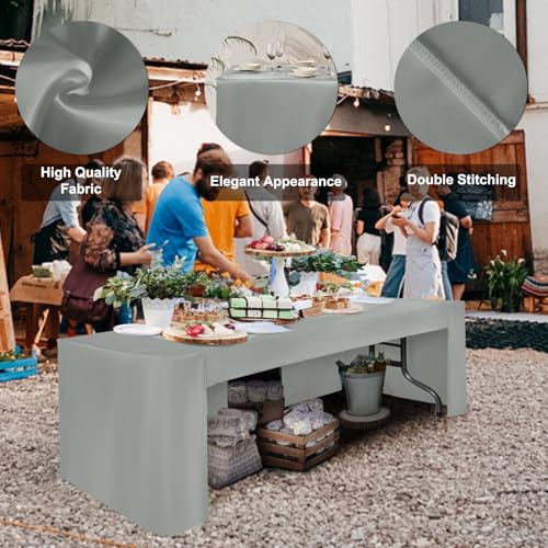 ABCCANOPY 6 FT Rectangle Tablecloth Table Cover for Rectangular Tables Washable Polyester Banquet Buffet Parties Holiday Dinner Wedding Meeting Gray - Image 3