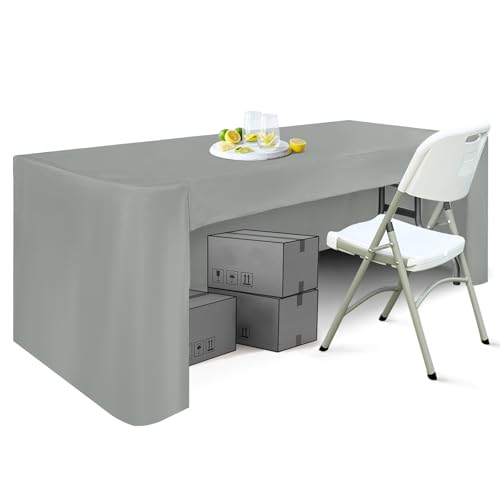 ABCCANOPY 6 FT Rectangle Tablecloth Table Cover for Rectangular Tables Washable Polyester Banquet Buffet Parties Holiday Dinner Wedding Meeting Gray - Image 1