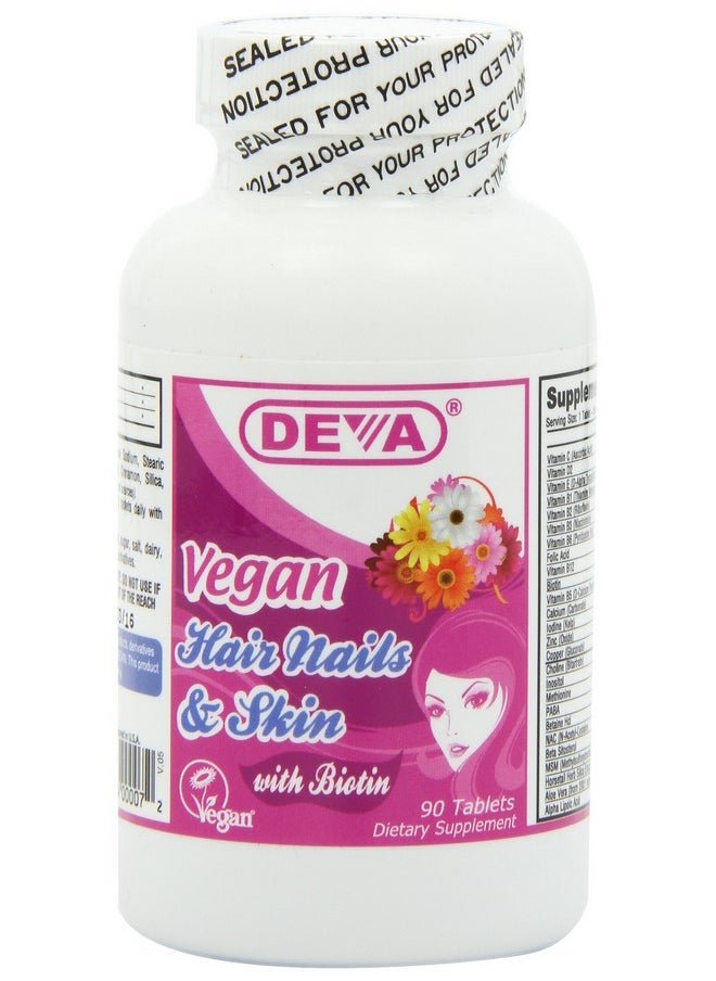 Deva Vegan Vitamins Hair Nails & Skin 90Count (Pack Of 2)  - Image 1
