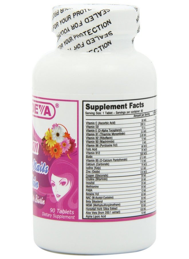 Deva Vegan Vitamins Hair Nails & Skin 90Count (Pack Of 2)  - Image 3