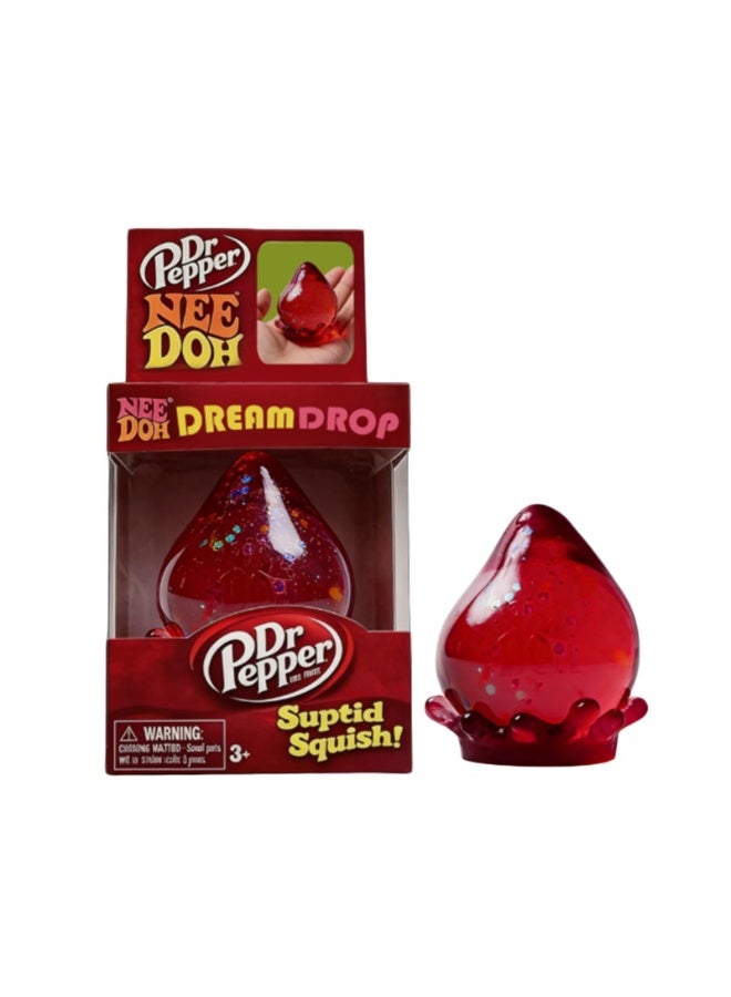 Nee Doh Dr Pepper Dream Drop Stress-Relieving Squeezable Toy, Slow-Rebound Glitter Silicone Stress-Relieving Toy for Adults and Children