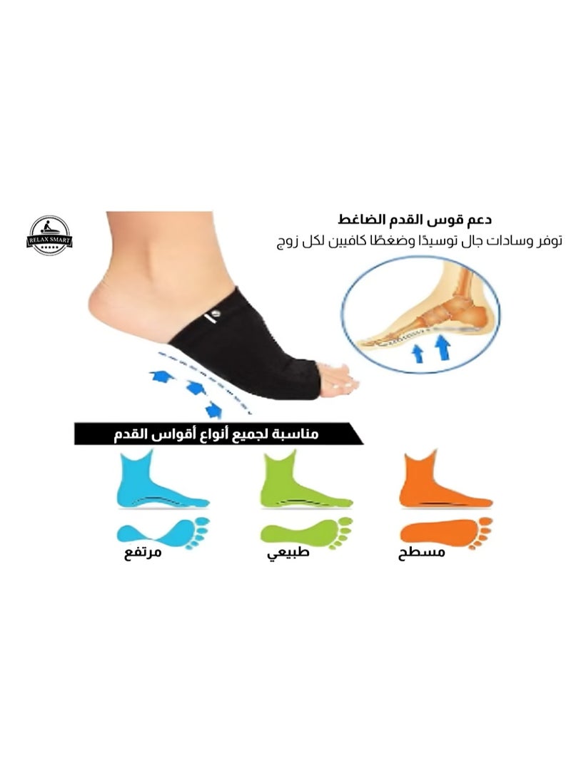 Relax Smart Orthopedic Arch Support Brace with Gel Cushion – Foot Pain Relief Orthotics for Plantar Fasciitis, Flat Feet, and High Arches – Comfortable Compression Arch Sleeve for Daily Use - Image 2