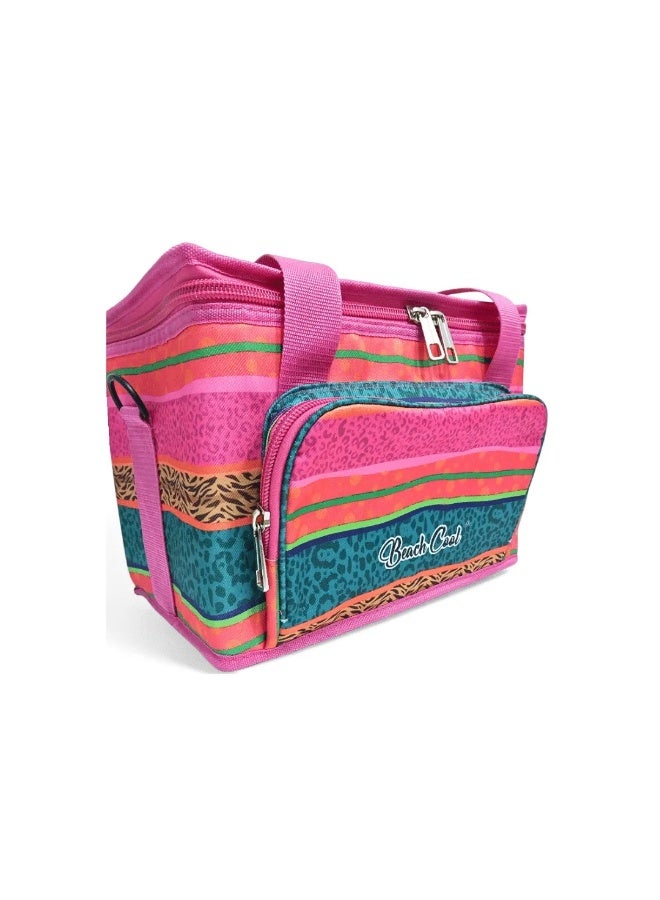 بيتش كول حقيبة غداء حرارية سعة 15 لترًا مع حزام قابل للتعديل، بتصميم رائع من بيتش كوول باللون الوردي