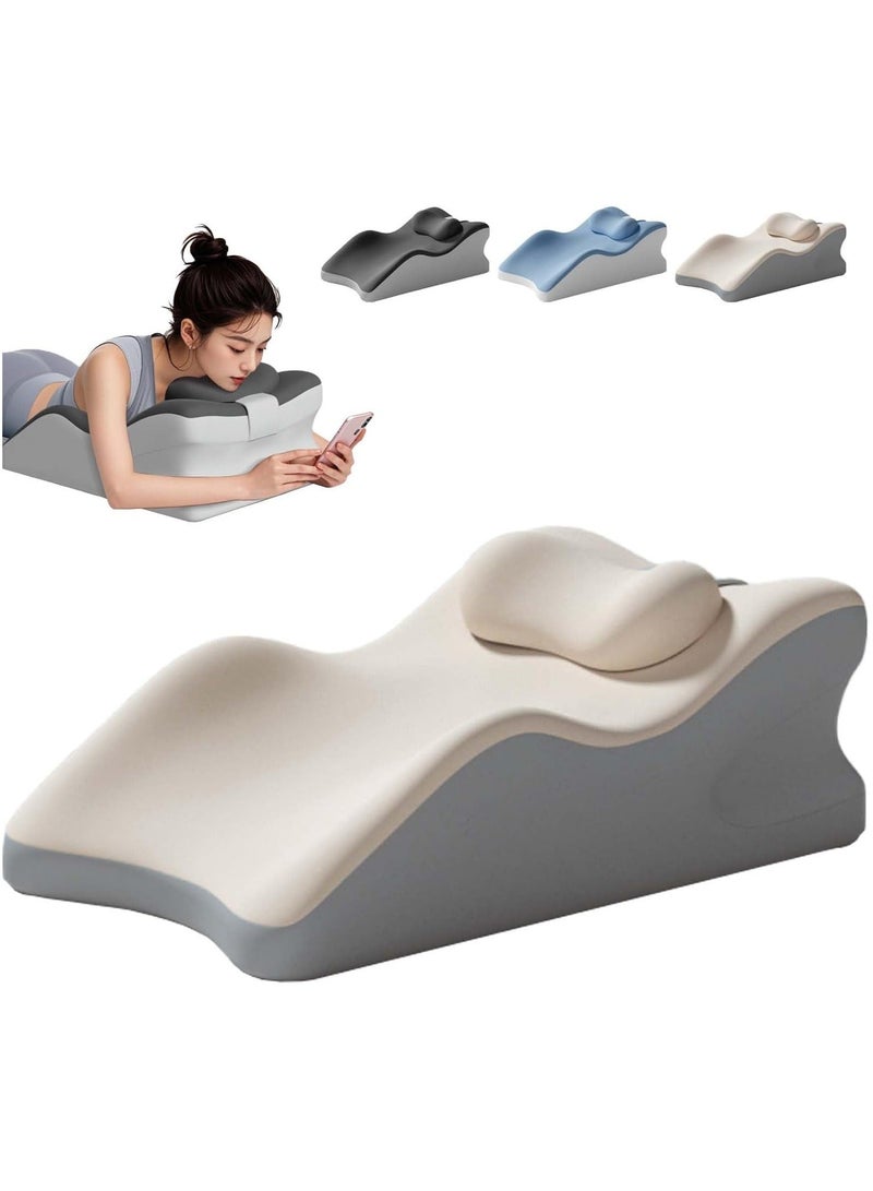 كيلا وسادة النوم على البطن، وسادة مريحة مع دعم وضعي للنوم على البطن، والتدليك والقراءة - غطاء قابل للإزالة