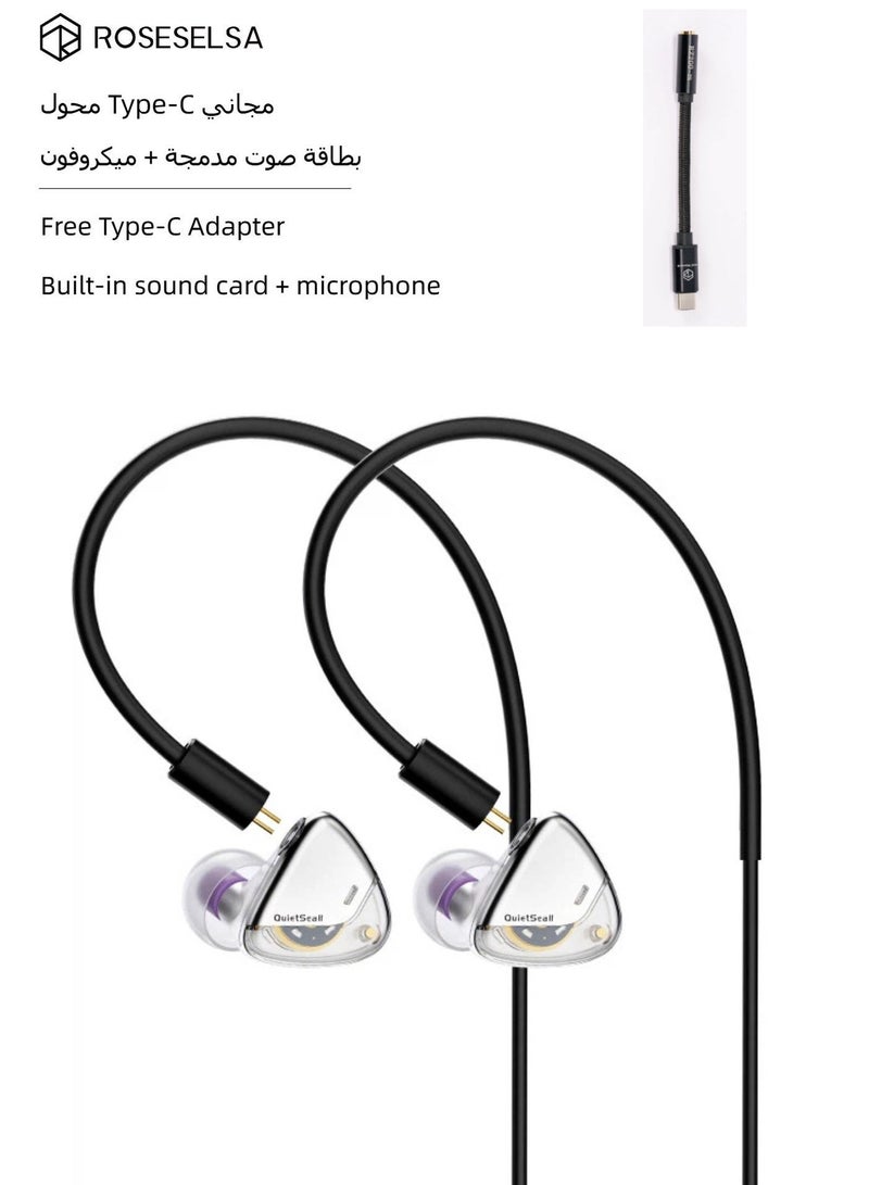 ROSESELSA QuietSea 2 Wired Earphones with Type-C DSP Sound Card & HD Mic, Hi-Fi Gaming IEMs for iPhone 15/Samsung, Zero Latency for PUBG Mobile - Image 1