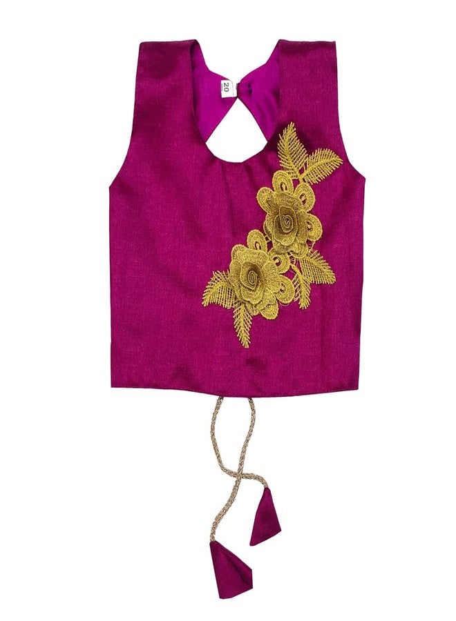 SR CREATION Girl's Heavy Bright Net & Ribbon Embroidery Readymade Lehenga Choli & Dupatta Set (Pink 7-8 YEARS) - Image 4