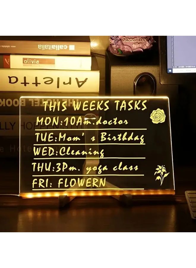 LED Message Board 30x20cm USB Powered Dry Erase Writing Drawing Board with Stand - Image 4