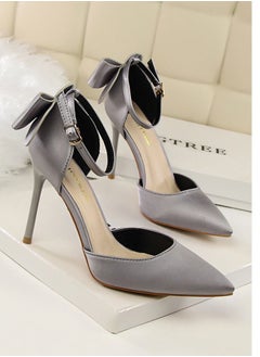 BIGTREE High-Heeled Stiletto Pointed Shoes Heel Height 10CM Grey  - Image 1
